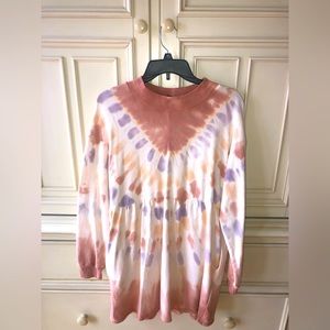 Women’s Small Tye Dye Sweatshirt Dress with Pockets. Super Comfortable!